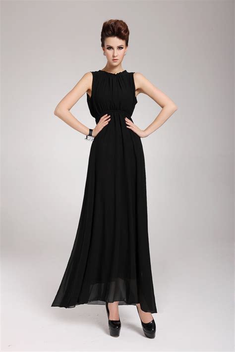Luxury Black Chiffon High Waist Maxi Dress On Luulla