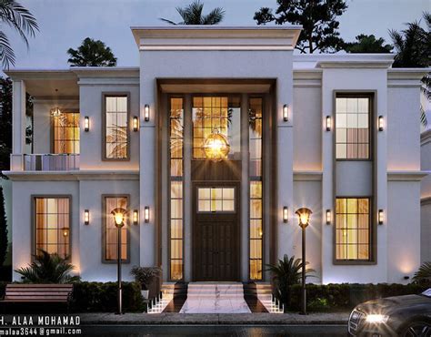 New Classic Villa On Behance Facade House Classic House Exterior