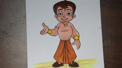 Chota Bheem Drawing Step By Step Easy Childrens Simple Drawings Youtube