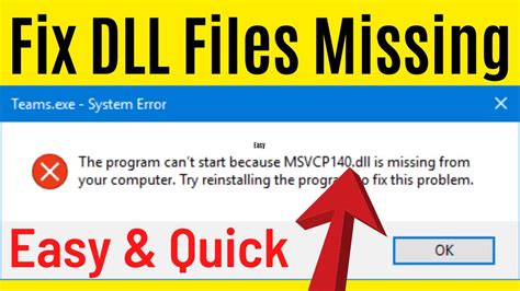 How To Fix All DLL Files Missing Error In Windows 10 8 7 PC For FREE