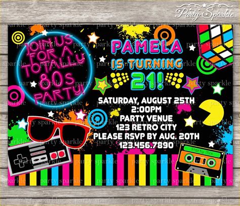 80s themed 40th birthday party invitations