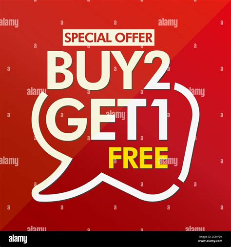 Buy 2 Get 1 Free In Brackets Speech Red Sticker Icon Stock Vector Image