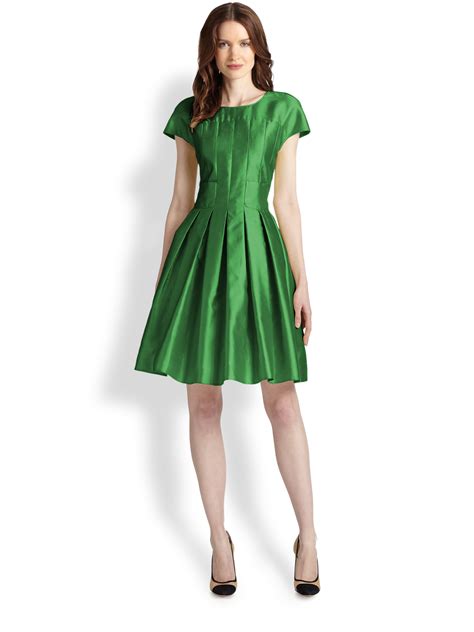 Armani Silkcotton Gabardine Dress In Green Lyst