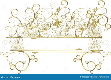 Gold Floral Banner Stock Illustration Illustration Of Frame 3986563