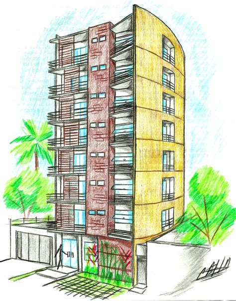 Boceto De Un Edificio Sketch Of A Building Drawing Multi Story