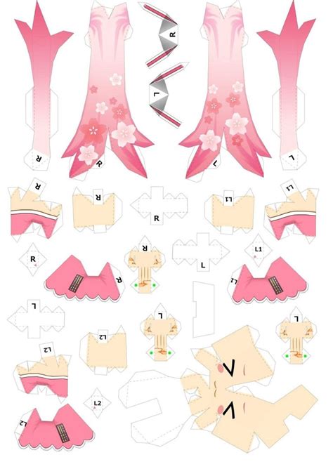 Papercraft Sakura Miku Artesan As De Hello Kitty Marionetas De Papel Manualidades