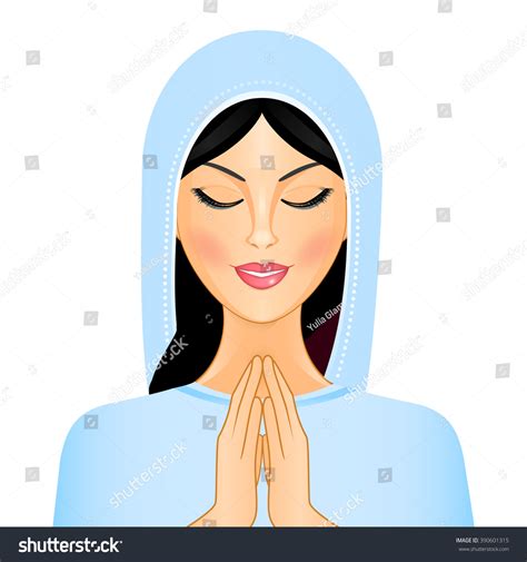 Vector Illustration Woman Praying Stock Vector Royalty Free 390601315