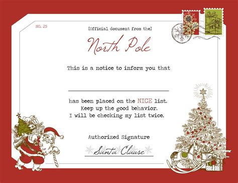 Print santa's nice list certificate and add a matching gift card. Santa's Nice List Certificate | Nice list certificate ...