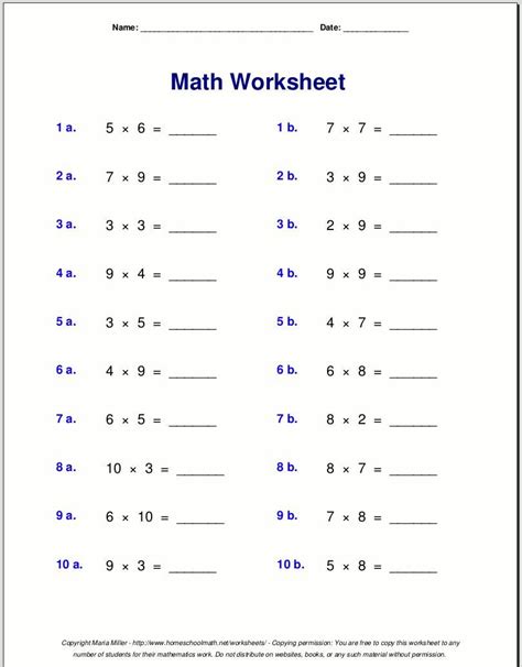 Grade 3 math worksheets on multiplication tables of 2 to 5. Pin on Pkchitthu