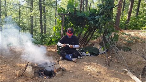 Bushcraft Build Natural Shelter Campfire Cooking Overnight Survival