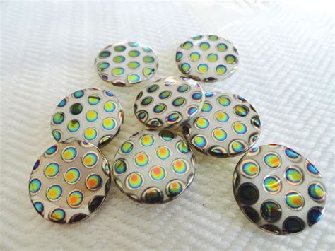 Polka Dot Pearl Vintage Buttons 2 Iridescent Mother Of Pearl