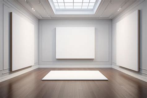 Premium Ai Image Artistic Gallery Room Scene With Blank Canvases