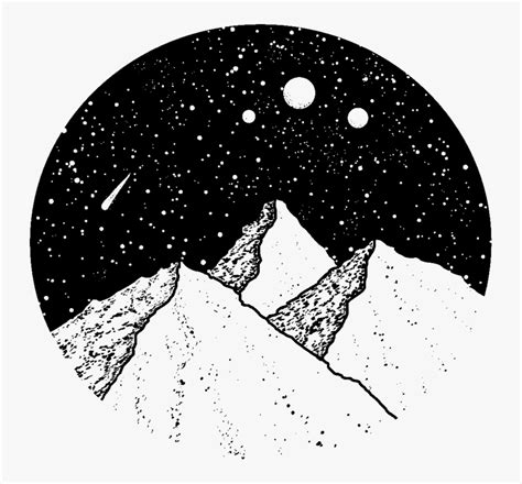 Mountains Drawing Stars Aesthetic Art Artwork Night Sky