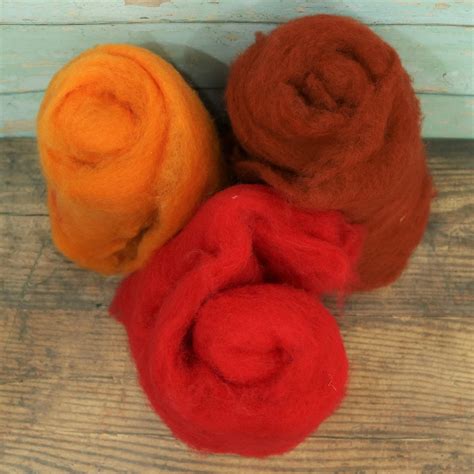 Carded Needle Felting Wool Orange Rust And Begonia Lincolnshire