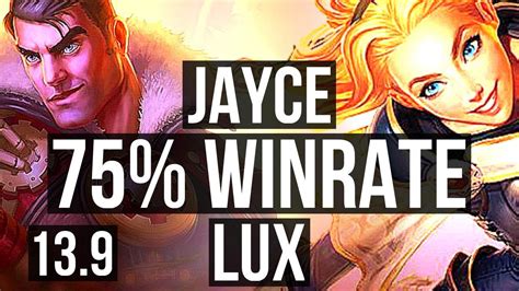 Jayce Vs Lux Mid 75 Winrate Legendary Kr Master 139 Youtube