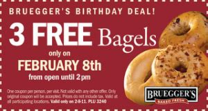 Free Bagels At Brueggers On