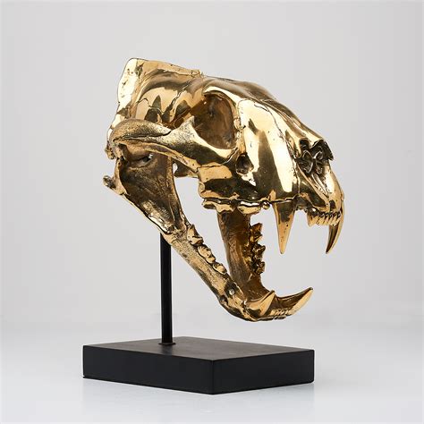 A Sumatran Tiger Skull In Polished Bronze Designed By J Richmond