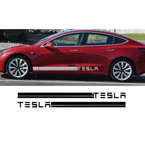 2pcs Side Stripes Graphic Decal Sticker For Tesla Model X Model3 Livery