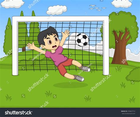 Kids Playing Soccer Park Cartoon Vector Image Vectorielle De Stock