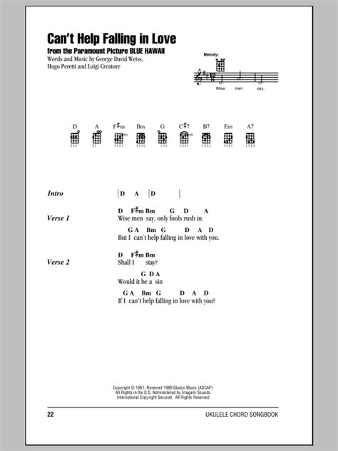 Cant Help Falling In Love Sheet Music By Elvis Presley Ukulele With Strumming Patterns 99739