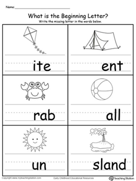 This video will help to understand how to find the first letter of the picture or word. Practice Beginning Letter Sound Worksheet in Color | MyTeachingStation.com