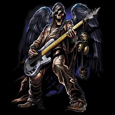 Skeleton Playing Guitar Long Sleeve T Shirt Grim Reaper