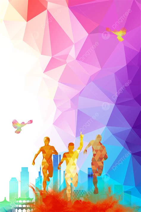 Sport Running Fitness Colorful Low Profile Flat H5 Background Wallpaper