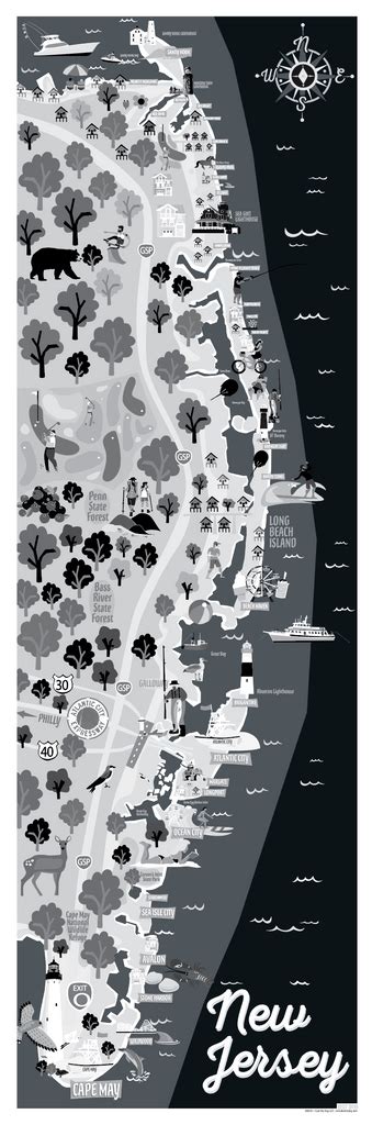 Jersey Shore Illustrated Map I Lost My Dog