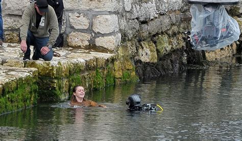 Maisie Williams Shoots A Swimming Scene In Carnlough