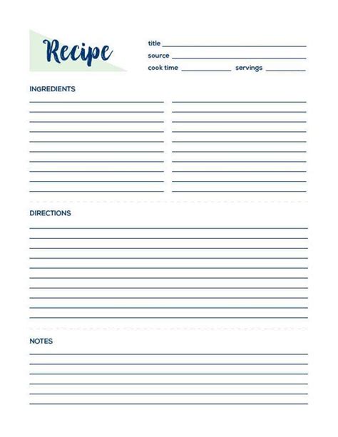 Free Fillable Recipe Card Template Bapdp