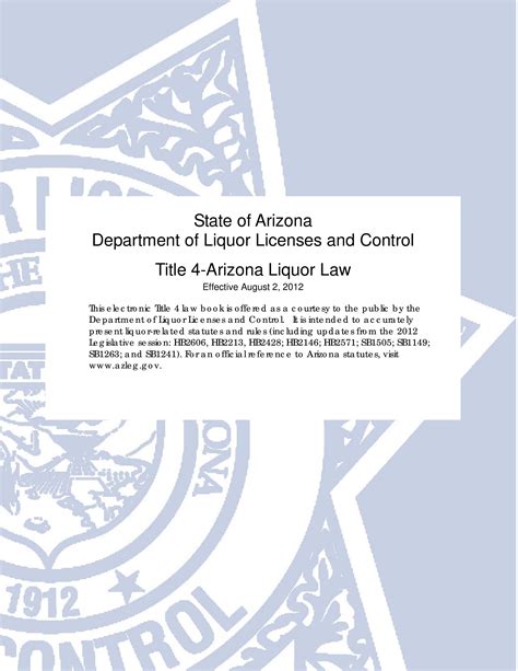 State Of Arizona Department Of Liquor Licenses And Control Title 4