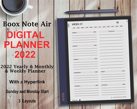 Boox Note Air Weekly Planner 2022 Yearly And Monthly And Weekly