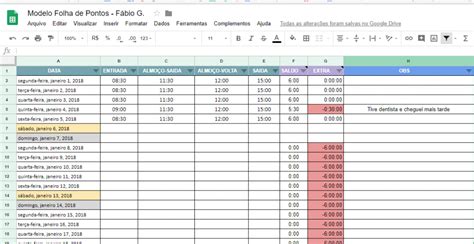 Controle Sua Jornada De Trabalho Folha De Ponto Manual Em Excel