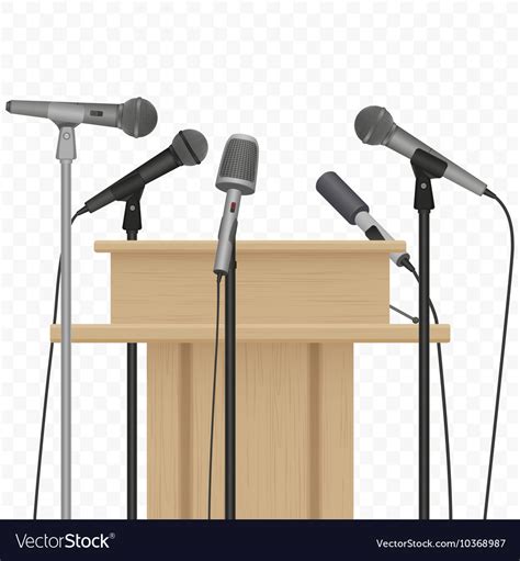 Press Conference Speaker Podium Tribune With Vector Image