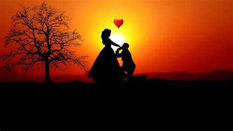 Download Couple Love Silhouette Sunset Romantic