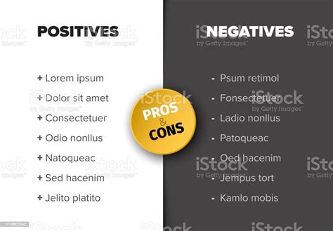 Vector Pros And Cons Compare Template Table Stock Illustration