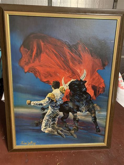 John Dekay The Red Cape Bullfighter Matador Large Framed Painting For