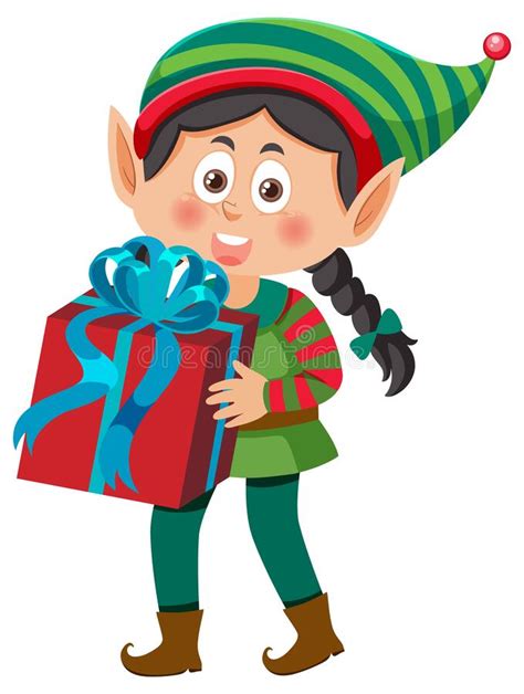 christmas elf girl cartoon character stock vector illustration of