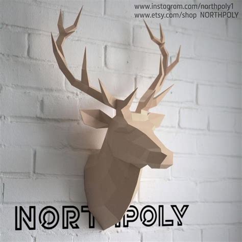 3d Papercraft Deer 2 Plain Northpoly Pepakura Lowpoly Low Etsy