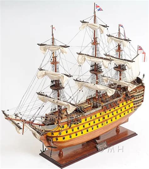 Painted Hms Victory British Royal Navy 1774 Wood Tall Ship Model 37