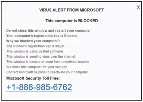 Fake Popup Looking Like A Real Microsoft Warning Is A Message You