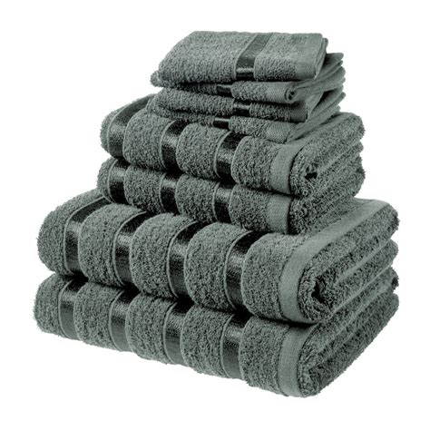 8pc Towel Bales Set Grey Charcoal Asab