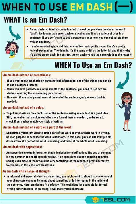 Em Dash — How And When To Use An Em Dash Long Dash 7esl Images And