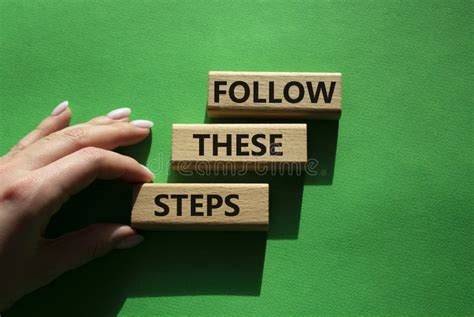 Follow These Steps Symbol Wooden Blocks With Words Follow These Steps