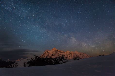 Free Images Mountain Snow Winter Sky Night Star Dawn