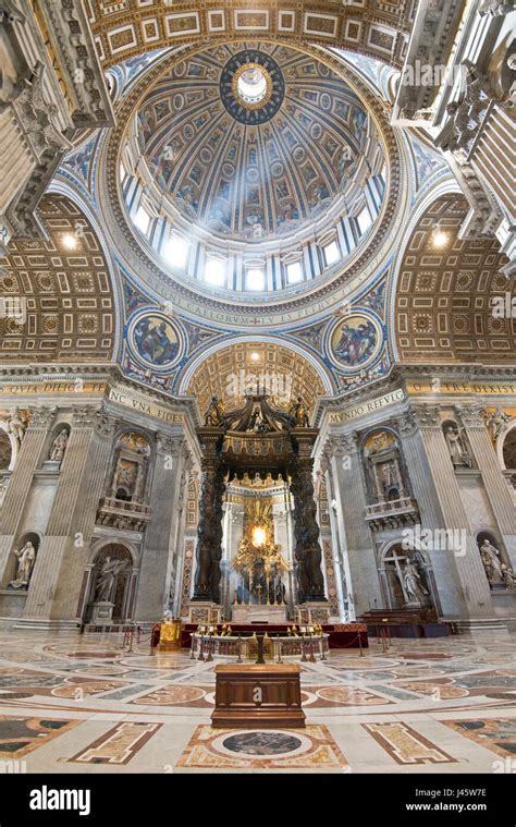 An Wide Angle Interior View Inside St Peters Basilica Of The Main