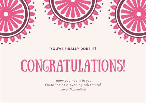 Free Printable Custom Congratulation Card Templates Canva