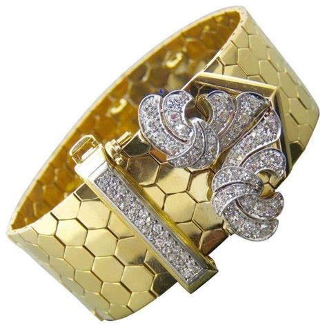 van cleef and arpels retro diamond and yellow gold bracelet retro bracelet gold link bracelet