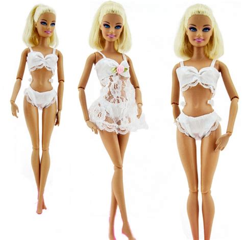 Pcs Set White Sexy Pajamas Lingerie Lace Costumes Bra Underwear Clothes For Doll Clothes