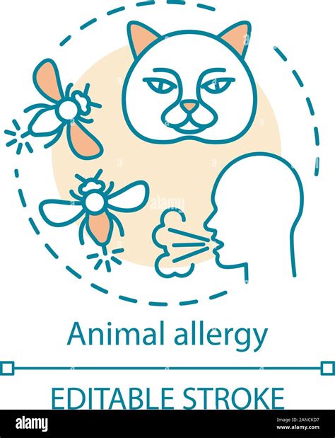Animal Allergy Concept Icon Allergic Reaction To Insect Stings Cats